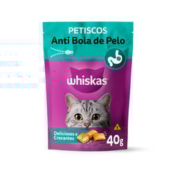 Anti Bola De Pelo Whiskas Temptations Para Gatos Adultos - 80G - 40 Gramas