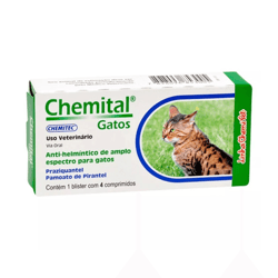 Anti-Helmíntico Chemital Para Gatos - 4 Comprimidos