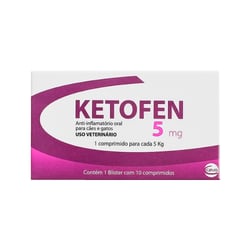Anti-Inflamatório Ceva Ketofen 5Mg Para Cães E Gatos - 1 Comprimido