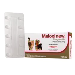 Anti-Inflamatório Meloxinew 0,5Mg - 10 Comprimidos Para Cães E Gatos