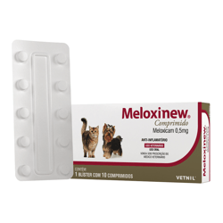 Anti-Inflamatório Meloxinew 0,5Mg Vetnil Para Cães E Gatos - 10 Comprimidos - 0,5 Miligramas