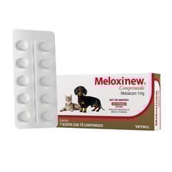 Anti-Inflamatório Meloxinew 1Mg Para Cães E Gatos - 10 Comprimidos