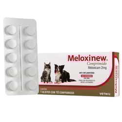 Anti-Inflamatório Meloxinew 2Mg Vetnil - 10 Comprimidos - 2 Miligramas