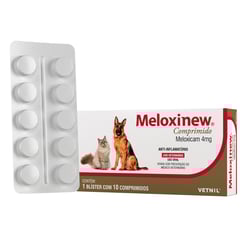 Anti-Inflamatório Meloxinew 4Mg Vetnil - 10 Comprimidos - 4 Miligramas
