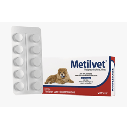 Anti-Inflamatório Metilvet 20Mg - 10 Comprimidos - 20 Miligramas