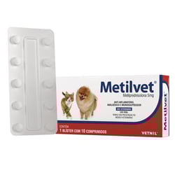 Anti-Inflamatório Metilvet Vetnil 5Mg - 10 Comprimidos Para Cães E Gatos