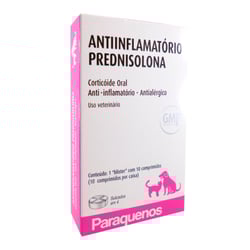 Anti-Inflamatório Paraquenos Prednisolona 20Mg Para Cães E Gatos - 10 Comprimidos