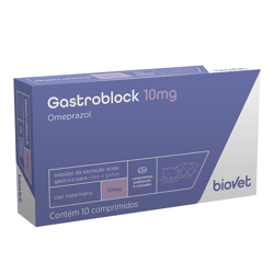 Antiácido Biovet Gastroblock Omeprazol 10Mg Para Cães E Gatos - 10 Comprimidos