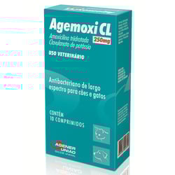 Antibiótico Agemoxi Cl 250Mg Para Cães E Gatos - 10 Comprimidos