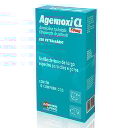Antibiótico Agemoxi Cl 50Mg Para Cães E Gatos - 10 Comprimidos