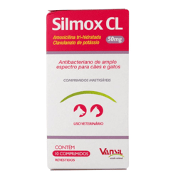 Antibiótico Antibacteriano Silmox Cl Vansil 50Mg Para Cães E Gatos - 10 Comprimidos - 50 Miligramas