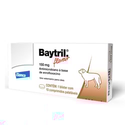 Antibiótico Baytril Flavour 150Mg Para Cães - 10 Comprimidos