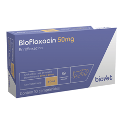 Antibiótico Biofloxacin 50Mg Biovet Para Cães E Gatos - 10 Comprimidos - 50 Miligramas