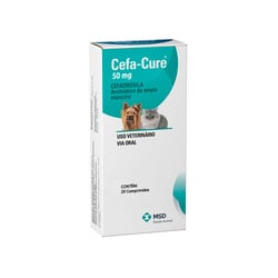 Antibiótico Cefa-Cure Msd 50Mg Para Cães E Gatos - 1 Comprimido - 50 Miligramas