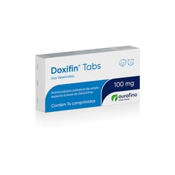 Antibiótico Doxifin Tabs 100Mg Ourofino Para Cães E Gatos - 14 Comprimidos