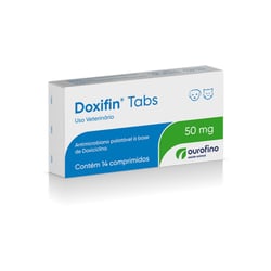 Antibiótico Doxifin Tabs 50Mg Ourofino Para Cães E Gatos - 14 Comprimidos