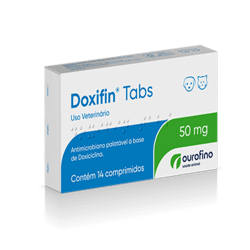 Antibiótico E Antimicrobiano Doxifin Tabs 50Mg Ourofino Para Cães E Gatos - 14 Comprimidos