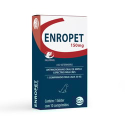 Antibiótico Enropet Ceva 150Mg Para Cães - 10 Comprimidos