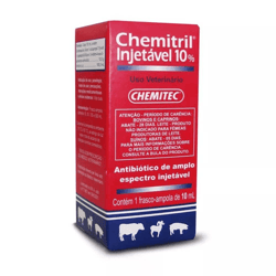Antibiótico Injetável Chemitec Chemitril 10% Enrofloxacina Para Cães E Gatos - 10Ml