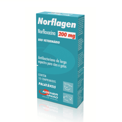 Antibiótico Norflagen Agener União 200Mg Para Cães E Gatos - 10 Comprimidos
