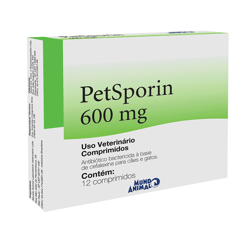 Antibiótico Petsporin 600Mg Mundo Animal - 12 Comprimidos