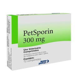 Antibiótico Petsporin Mundo Animal 300Mg - 12 Comprimidos