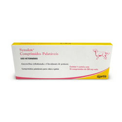 Antibiótico Synulox 250Mg Para Cães E Gatos - 10 Comprimidos