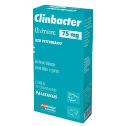 Antimicrobiano Clinbacter 75Mg Para Cães E Gatos - 14 Comprimidos - 75 Miligramas