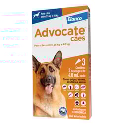 Antipulgas Advocate 4,0Ml Para Cachorros De 25Kg A 40Kg - 3 Pipetas
