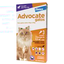 Antipulgas Advocate Combo 0,8Ml Para Gatos 4 A 8Kg - 3 Unidades