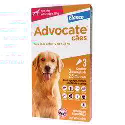 Antipulgas Advocate Para Cães 10 A 25Kg - 3 Pipetas De 2,5Ml