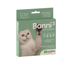 Antipulgas Banni 3 Para Gatos Até 2,5Kg - 1 Unidade
