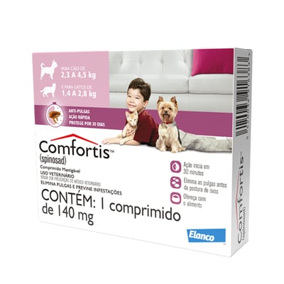 Antipulgas Comfortis 140Mg - 1 Comprimido Para Cachorros 2,3Kg-4,5Kg E Gatos 1,4Kg-2,8Kg