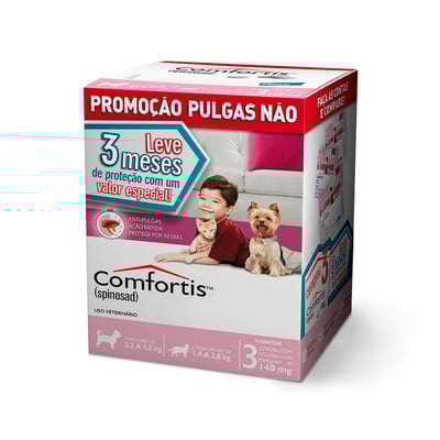 Antipulgas Comfortis Elanco Para Cães De 2,3Kg A 4,5Kg E Gatos De 1,4Kg A 2,8Kg - 140Mg - 1 Unidade