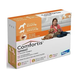 Antipulgas Comfortis Elanco Para Cães De 4,5 A 9Kg E Gatos De 2,8 A 5,4Kg - 1 Comprimido