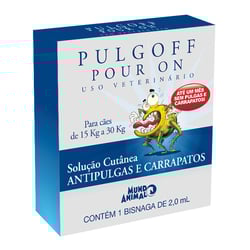 Antipulgas E Anticarrapatos Pulgoff Pour On Mundo Animal Para Cães De 15Kg A 30Kg - 1 Unidade