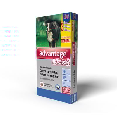 Antipulgas E Carrapatos Advantage Max3 Para Cães Acima De 25Kg - 3 Pipetas