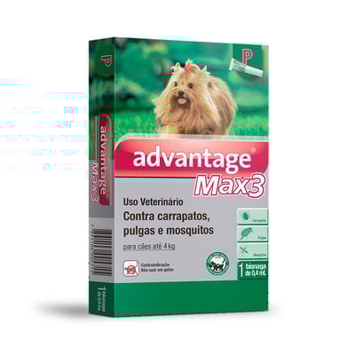 Antipulgas E Carrapatos Advantage Max3 Para Cães Até 4Kg - 1 Pipeta