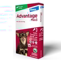 Antipulgas E Carrapatos Advantage Max3 Para Cães Até 4Kg - 3 Unidades
