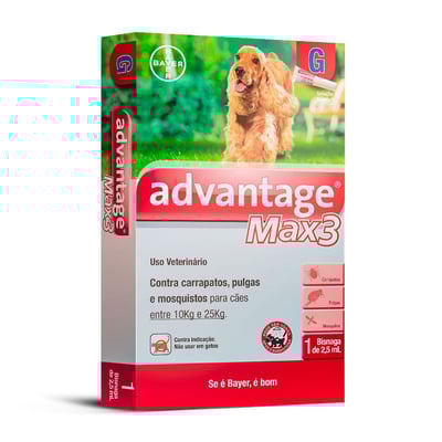 Antipulgas E Carrapatos Advantage Max3 Para Cães De 10 A 25Kg - 1 Pipeta