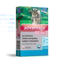 Antipulgas E Carrapatos Advantage Max3 Para Cães De 4 A 10Kg - 3 Unidades