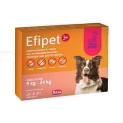Antipulgas E Carrapatos Efipet 3+ 4,0Ml Para Cães De 9 A 24Kg - 1 Unidade