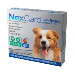 Antipulgas E Carrapatos Nexgard Para Cães De 10,1 A 25Kg - 3 Comprimidos - 1 Unidade