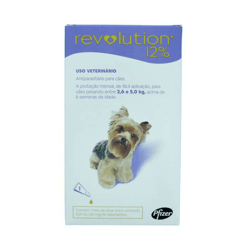 Antipulgas E Carrapatos Revolution 12% Zoetis 30Mg Para Cães De 2,5 A 5Kg - 3 Pipetas