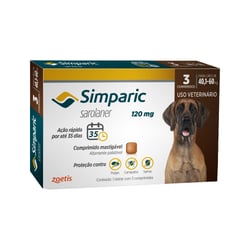 Antipulgas E Carrapatos Simparic 120Mg Para Cães De 40,1 A 60Kg - 3 Comprimidos - 3 Unidades