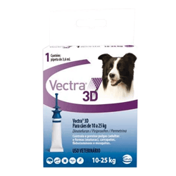 Antipulgas E Carrapatos Vectra 3D Ceva Para Cães De 10 A 25Kg - 1 Pipeta