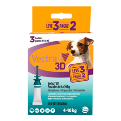 Antipulgas E Carrapatos Vectra 3D Ceva Para Cães De 4 A 10Kg - 3 Pipetas