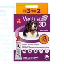 Antipulgas E Carrapatos Vectra 3D Para Cães De 40 A 67Kg Ceva - 1 Pipeta 8Ml