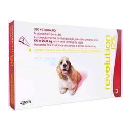 Antipulgas E Vermífugo Revolution Zoetis 12% Para Cães De 10,1Kg A 20Kg - 3 Bisnagas