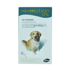 Antipulgas Revolution 12% Para Cães De 20,1Kg A 40Kg - 1 Tubo